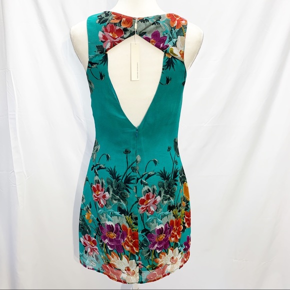 NWT Lavender Brown Floral Cut Out Back Dress - Picture 2 of 4